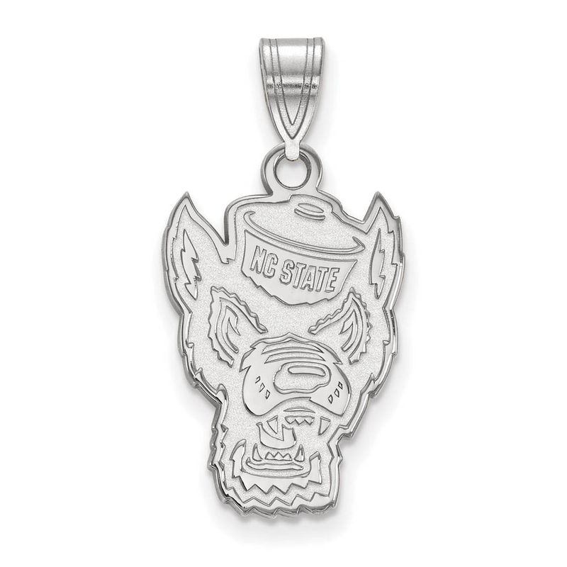 10k White Gold North Carolina State Large Logo Pendant